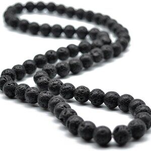 8MM Natural Tiger Eye Lava Stone Beaded Choker Necklace Genuine Gemstone Anxiety